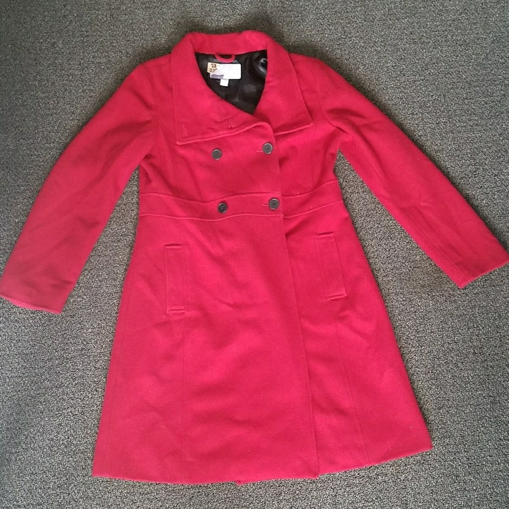 Red Wool Peacoat Old Navy L